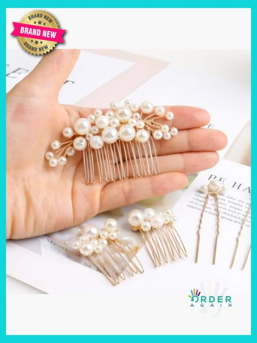 Pearl Hair Combs and Pins Set Elegant Bridal Prom Hair Accessories Handmade